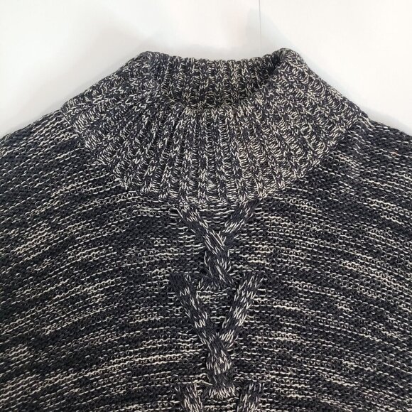 Max Studio Poncho Sweater Eyelash Fringe Black Boho Hippie Festival Womens M - Picture 6 of 12